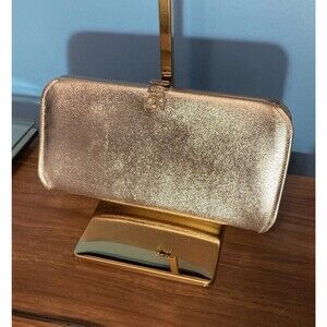Vintage Silver Clutch Handbag Women Metallic Foil Purse